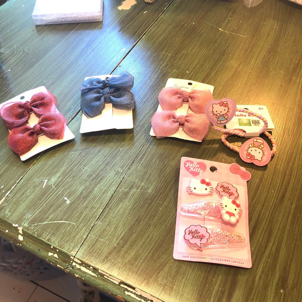 Hello Kitty and Hair Bow Bundle NEW Bows Clips Hair Bands